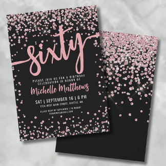 Elegante Rose Gold 60. Geburtstag Einladung