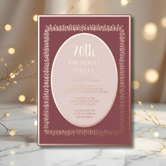Elegante Rose Gold 70. Custom Birthday Party Folieneinladung