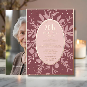 Elegante Rose Gold 70. Custom Birthday Party Folieneinladung