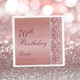 Elegante Rose Gold 70. Geburtstag Serviette