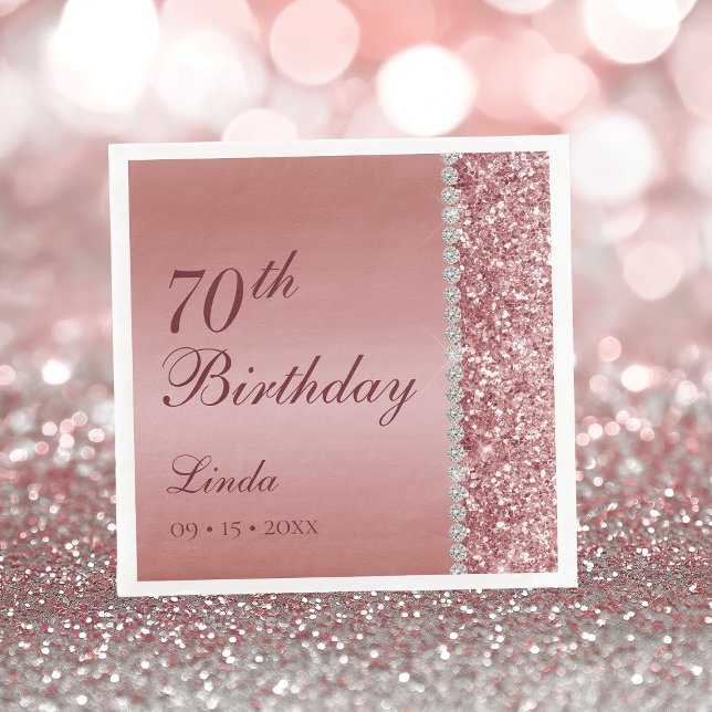 Elegante Rose Gold 70. Geburtstag Serviette (Von Creator hochgeladen)