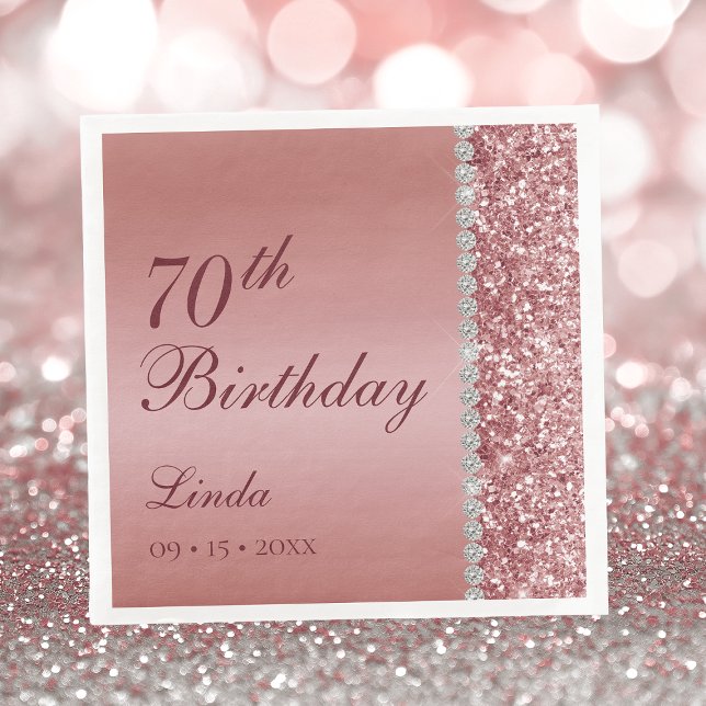Elegante Rose Gold 70. Geburtstag Serviette (Von Creator hochgeladen)
