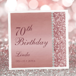 Elegante Rose Gold 70. Geburtstag Serviette