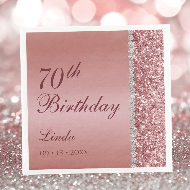 Elegante Rose Gold 70. Geburtstag Serviette (Von Creator hochgeladen)