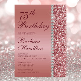Elegante Rose Gold 75. Foto Geburtstagsparty Einladung