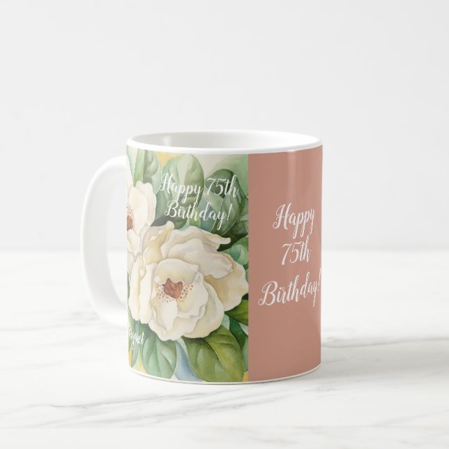 Elegante Rose Gold 75. Geburtstag Bläsername Kaffeetasse (Vorderseite Links)