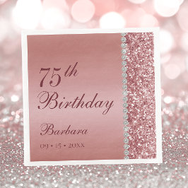 Elegante Rose Gold 75. Geburtstag Serviette