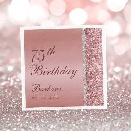 Elegante Rose Gold 75. Geburtstag Serviette