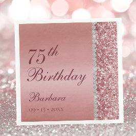 Elegante Rose Gold 75. Geburtstag Serviette