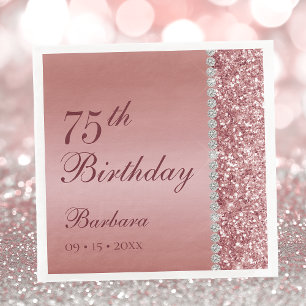 Elegante Rose Gold 75. Geburtstag Serviette