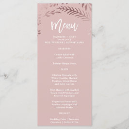 Elegante Rose Gold and Pink Wedding Menu Card Menükarte