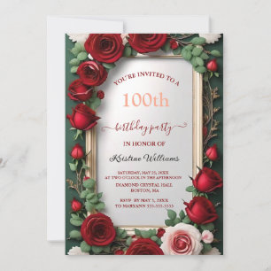 Elegante Rose Gold Aquarell Blütenfarben 100. Gebu Einladung
