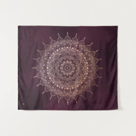 Elegante Rose Gold auf Burgund Flora Henna Mandala Wandteppich