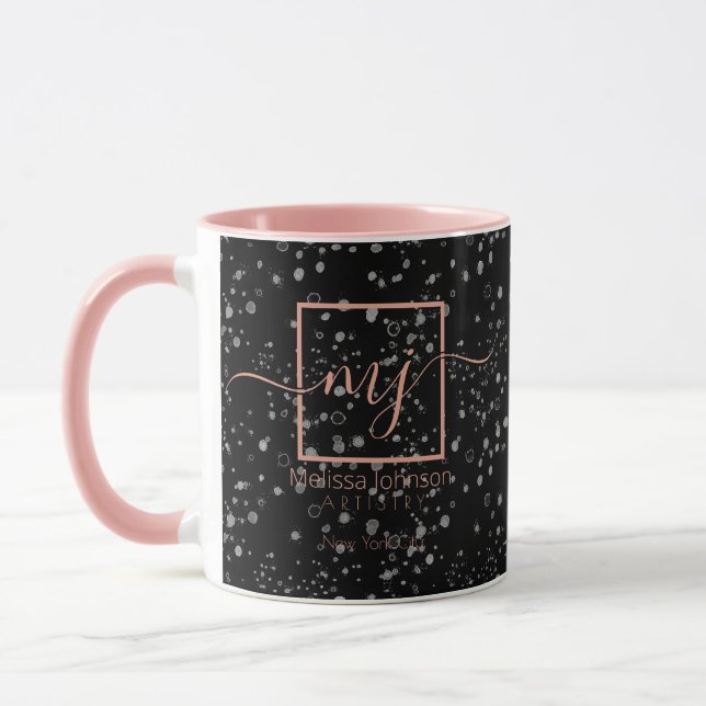 Elegante Rose Gold auf schwarzer Tasse (Links)