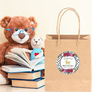 Elegante Rose Gold Baby Carriage Vielen Dank Runder Aufkleber