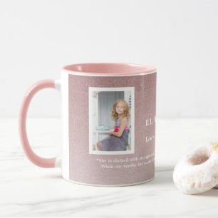 Elegante Rose Gold Bautizo Taufkirche Girl Foto Tasse