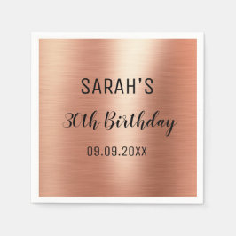 Elegante Rose Gold Black 30. Geburtstag Party Pape Serviette