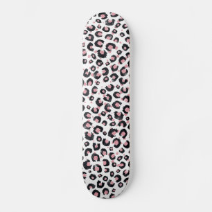 Elegante Rose Gold Black Leopard Animal Print Skateboard