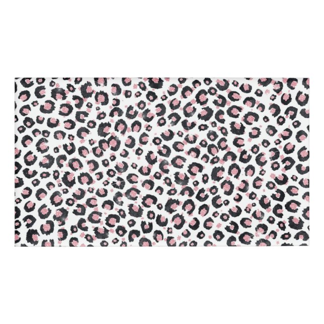 Elegante Rose Gold Black Leopard Muster Namenschild (Vorderseite)