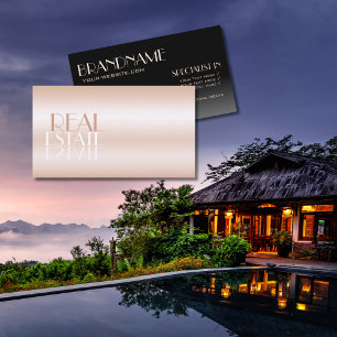 Elegante Rose Gold Black Mirror Schriftart Berufli Visitenkarte