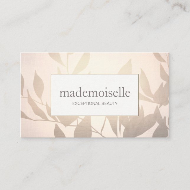 Elegante Rose Gold Blätter Esthetian Beauty Visitenkarte (Vorderseite)