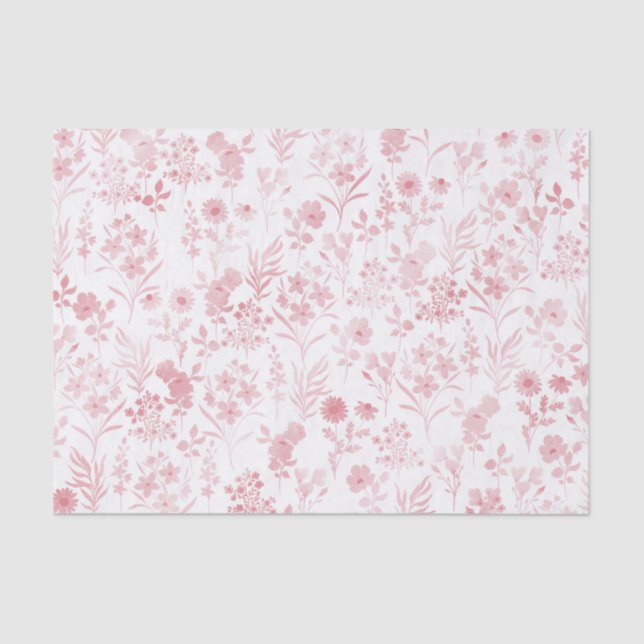 Elegante Rose Gold Blume Weiß Botanisch Seidenpapier (Vorderseite)