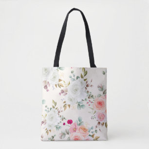 Elegante Rose-Gold-Blumen-Botanik-Tasche im ästhet