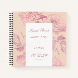 Elegante Rose Gold Blush Floral Wedding Gästebuch Notizbuch