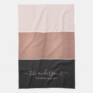 ELEGANTE ROSE GOLD BLUSPINK COPPER BLACK STRIPS GESCHIRRTUCH