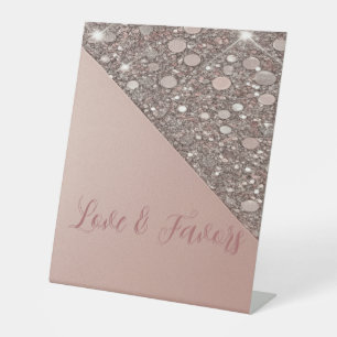 Elegante Rose Gold Brautparty Liebe & Favoriten Sockelschild