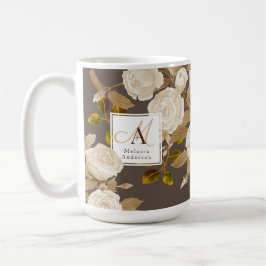Elegante Rose Gold Brown Monogram Kaffeetasse