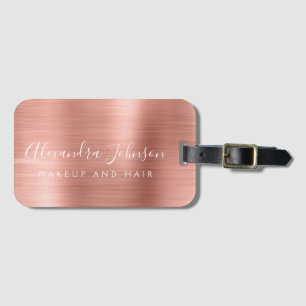 Elegante Rose Gold Brushed Metal Monogram Name Gepäckanhänger