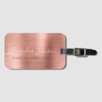 Elegante Rose Gold Brushed Metal Monogram Name