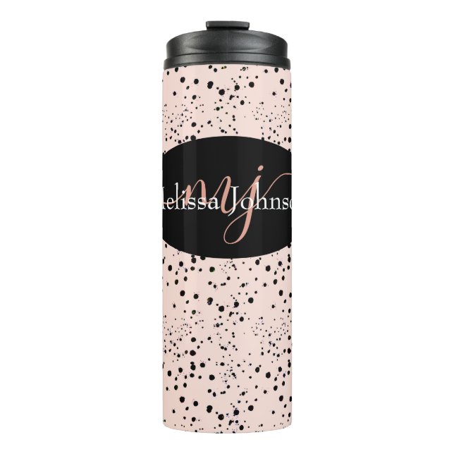 Elegante Rose Gold Buchstaben auf Schwarz Thermal  Thermosbecher (Vorderseite)