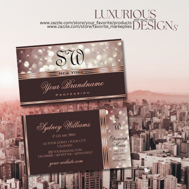 Elegante Rose Gold Burgundy Glitzer Stars Visitenkarte (Von Creator hochgeladen)