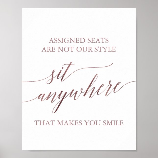 Elegante Rose Gold Calligrafy Sit Anywhere Signatu Poster (Vorne)