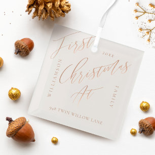 Elegante Rose Gold Calligraph Weihnachten Neue Zuh Ornament Aus Glas