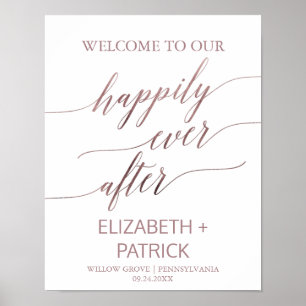 Elegante Rose Gold Calligraphie glücklich immer na Poster