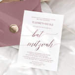 Elegante Rose Gold Calligraphy Bat Mitzvah Einladung<br><div class="desc">Diese elegante Rose Goldkalligraphie Bat Mitzvah Einladung ist perfekt für eine einfache Fledermaus Mitzvah. Das rot-rosa Design besticht durch eine minimalistische Karte, die mit romantischen und skurrilen Imitaten Rose Goldfolie Typografie dekoriert ist. Bitte beachten Sie: Dieses Design enthält keine echte Goldfolie der Rose. Es ist eine qualitativ hochwertige Grafik, die...</div>