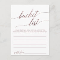 Elegante Rose Gold Calligraphy Bucket List Cards