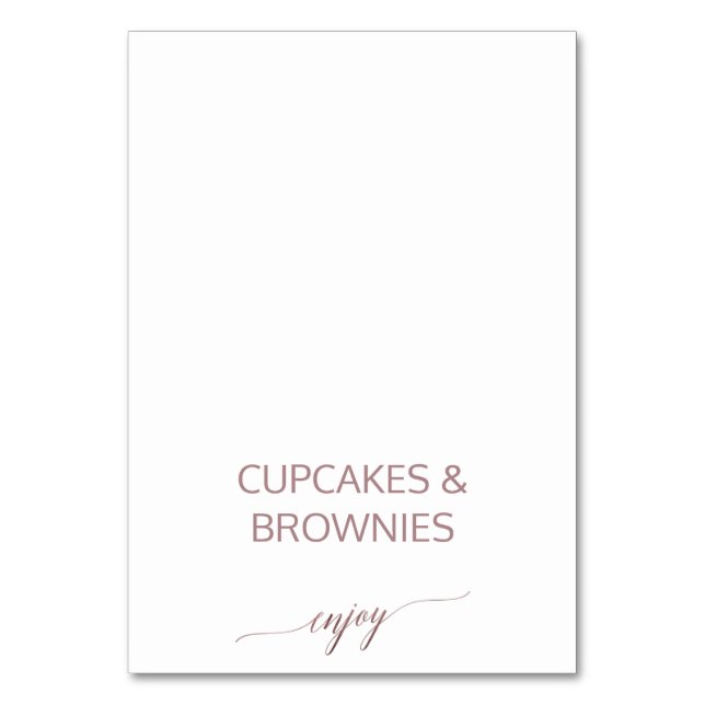 Elegante Rose Gold Calligraphy Buffet Food Labels Tischnummer (Vorderseite)