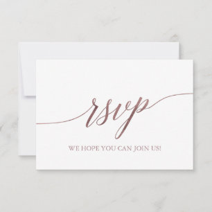 Elegante Rose Gold Calligraphy Einfache RSVP-Karte RSVP Karte