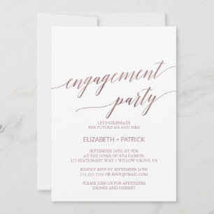 Elegante Rose Gold Calligraphy Engagement Party Einladung