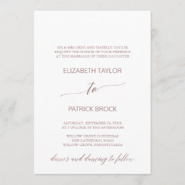 Elegante Rose Gold Calligraphy Formal Wedding Einladung