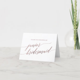 Elegante Rose Gold Calligraphy Junior Bridesmaid Dankeskarte