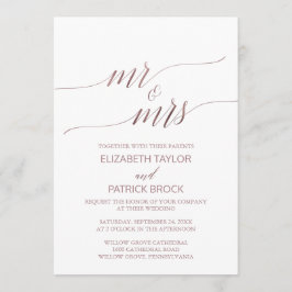 Elegante Rose Gold Calligraphy Mr & Mrs. Wedding Einladung