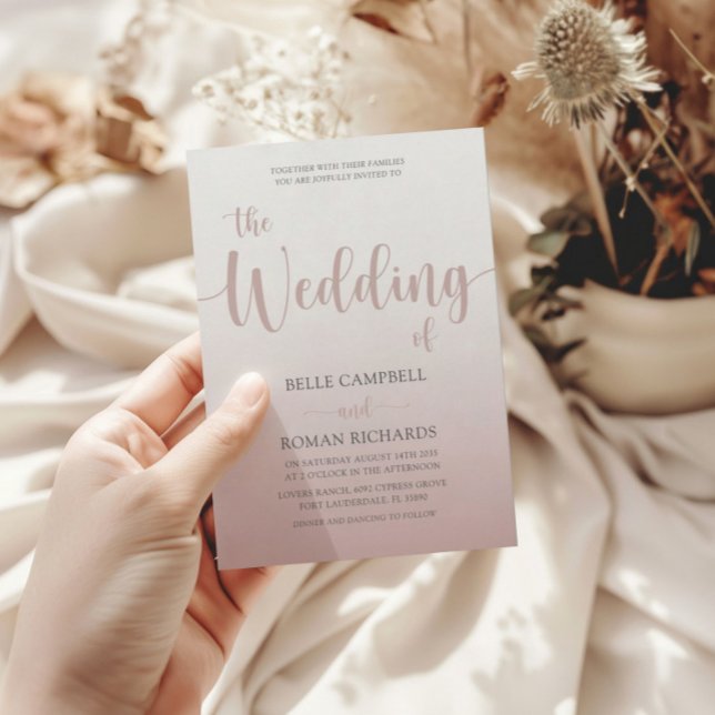 Elegante Rose Gold Calligraphy Script Wedding Einladung (Von Creator hochgeladen)