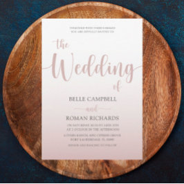 Elegante Rose Gold Calligraphy Script Wedding Einladung