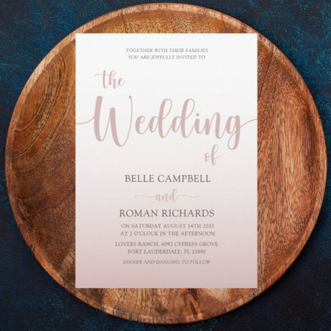 Elegante Rose Gold Calligraphy Script Wedding Einladung (Von Creator hochgeladen)