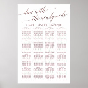 Elegante Rose Gold Calligraphy Seating Chart Poster